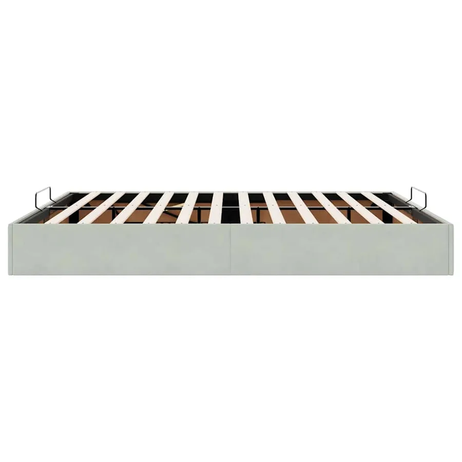 Cadre de lit ottoman sans matelas gris clair 200x200 cm velours - 8