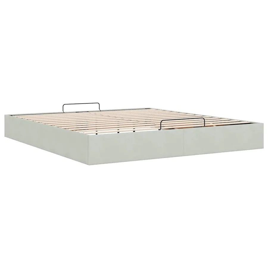 Cadre de lit ottoman sans matelas gris clair 200x200 cm velours - 9