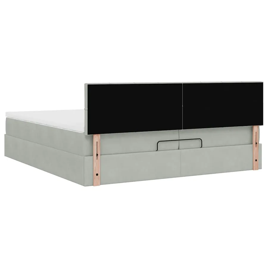 Cadre de lit ottoman avec matelas gris clair 200x200 cm velours - 10