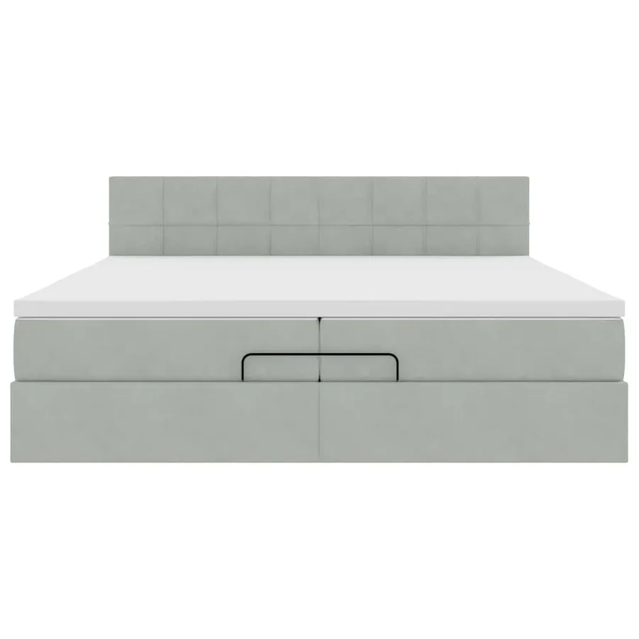 Cadre de lit ottoman avec matelas gris clair 200x200 cm velours - 6