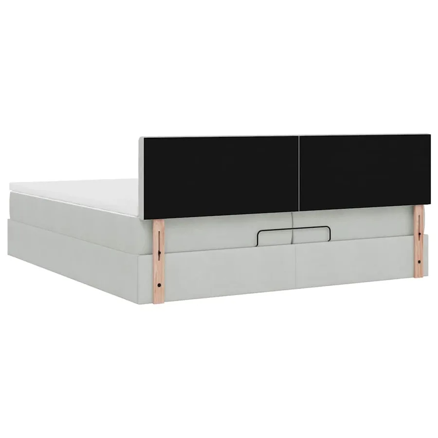 Cadre de lit ottoman avec matelas gris clair 200x200 cm velours - 12