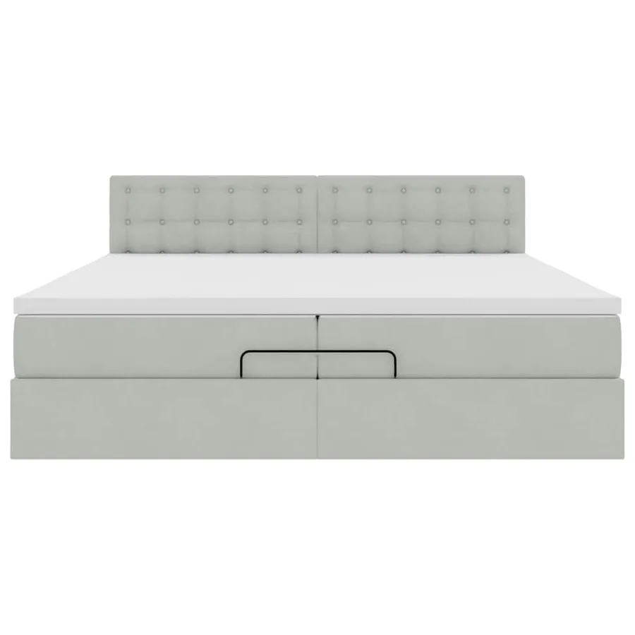 Cadre de lit ottoman avec matelas gris clair 200x200 cm velours - 8