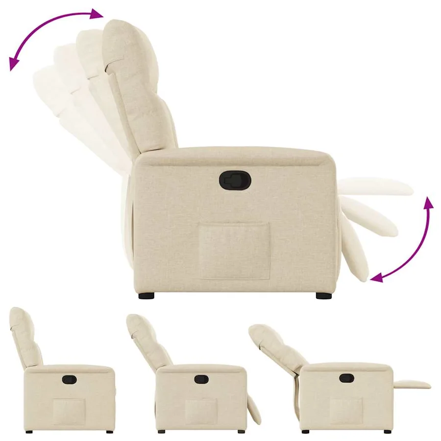 Fauteuil inclinable Crème Tissu - 6