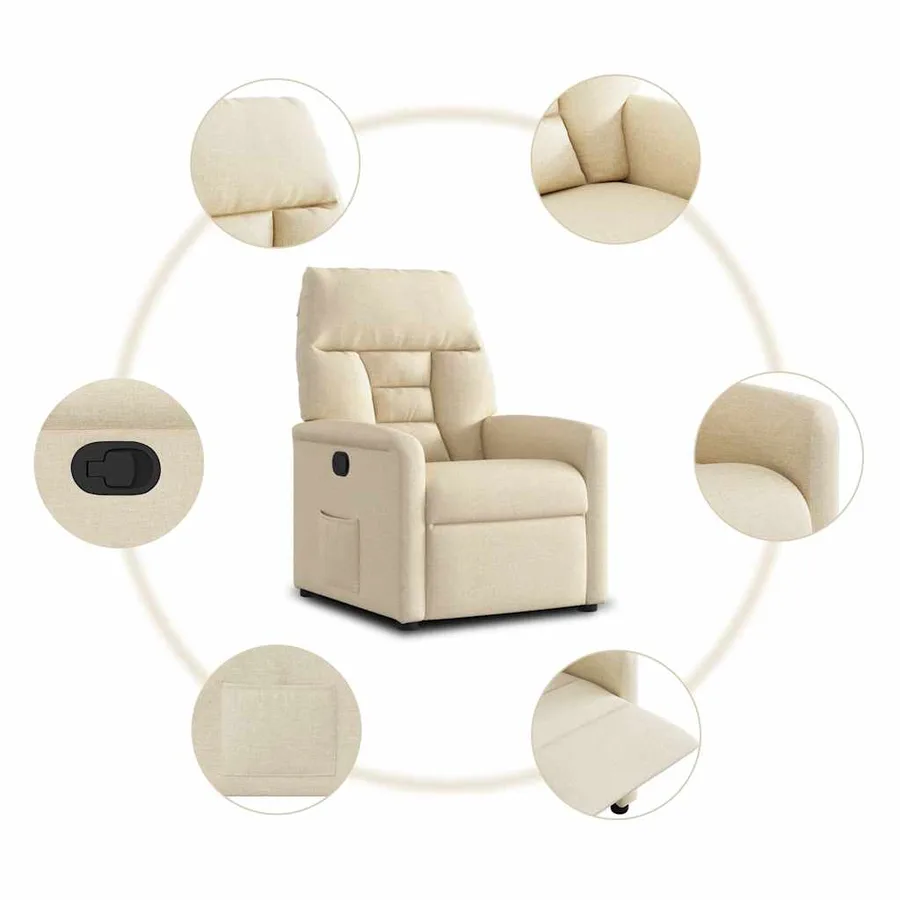 Fauteuil inclinable Crème Tissu - 7