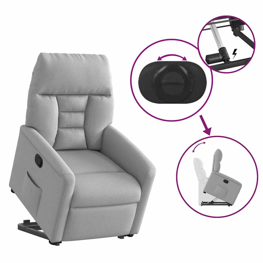 Fauteuil inclinable gris nuage tissu - 9