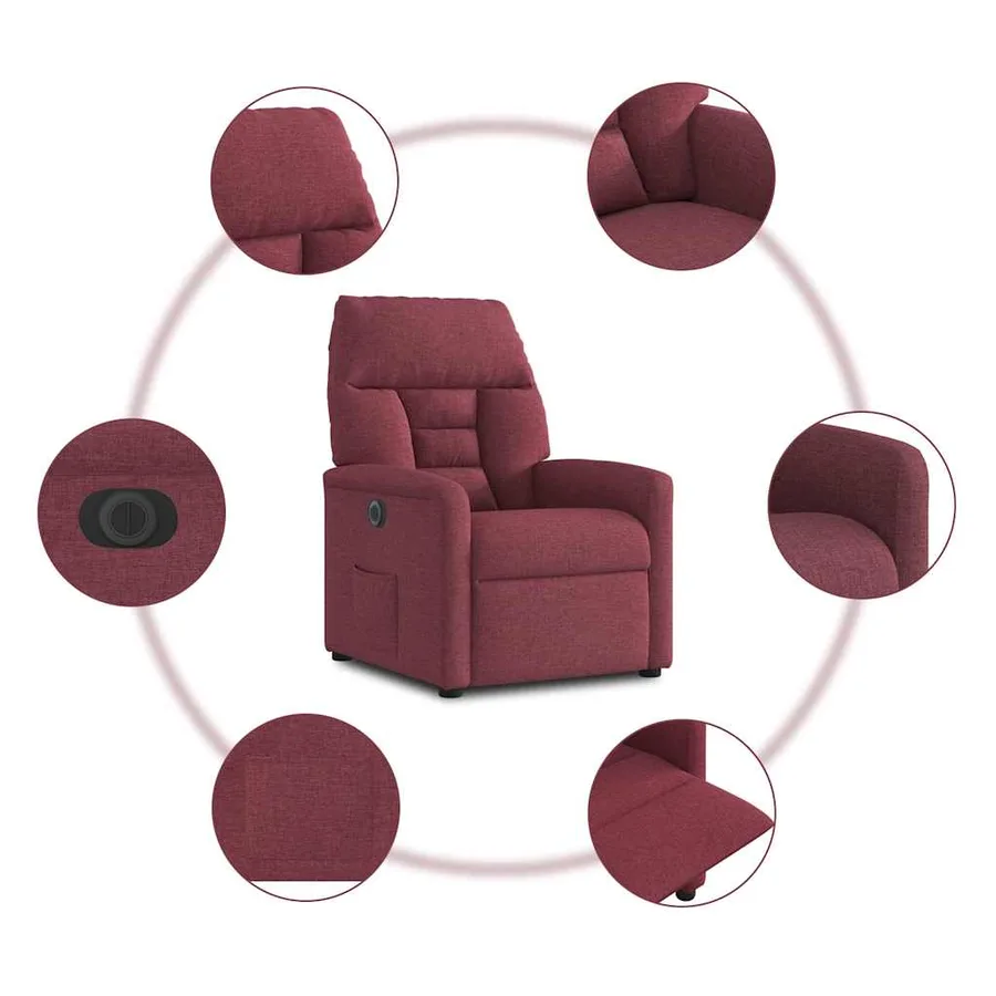 Fauteuil inclinable électrique Rouge bordeaux Tissu - 10