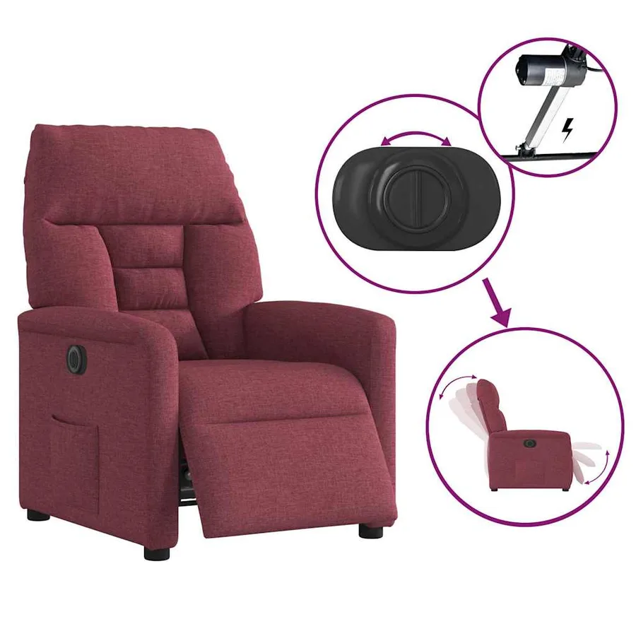 Fauteuil inclinable électrique Rouge bordeaux Tissu - 9