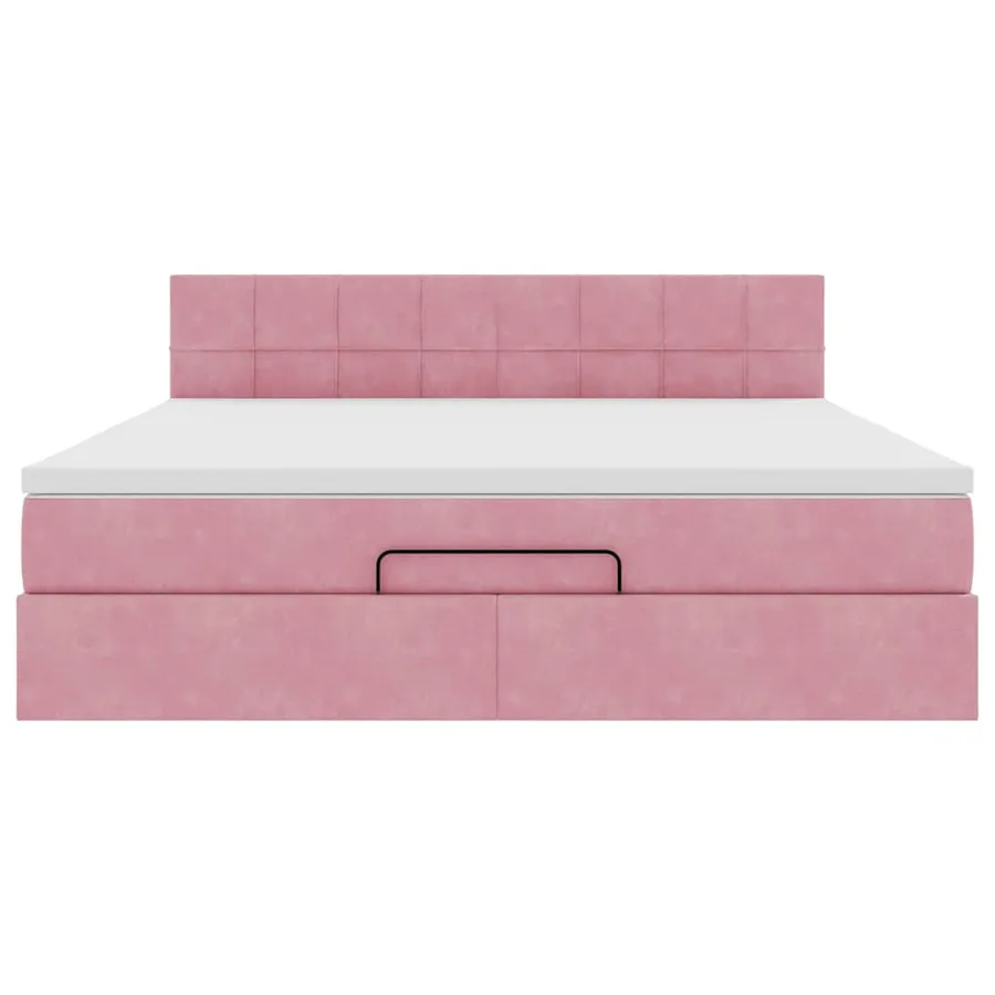 Cadre de lit ottoman avec matelas rose 180x200 cm velours - 5