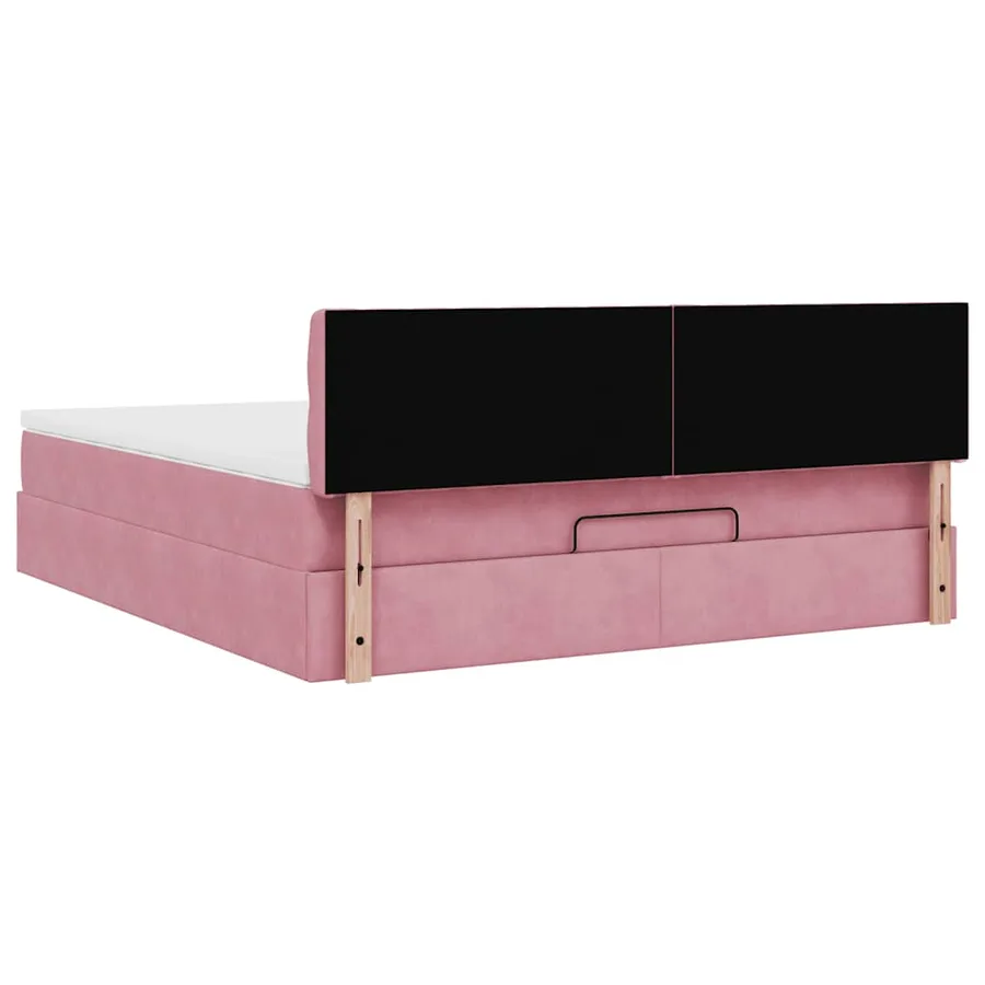 Lit ottoman avec matelas et LED Rose 180x200 cm velours - 12