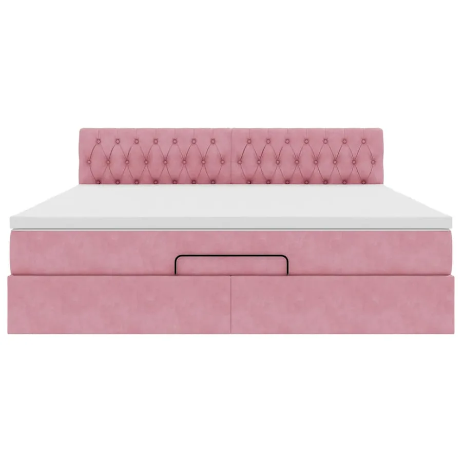 Lit ottoman avec matelas et LED Rose 180x200 cm velours - 8