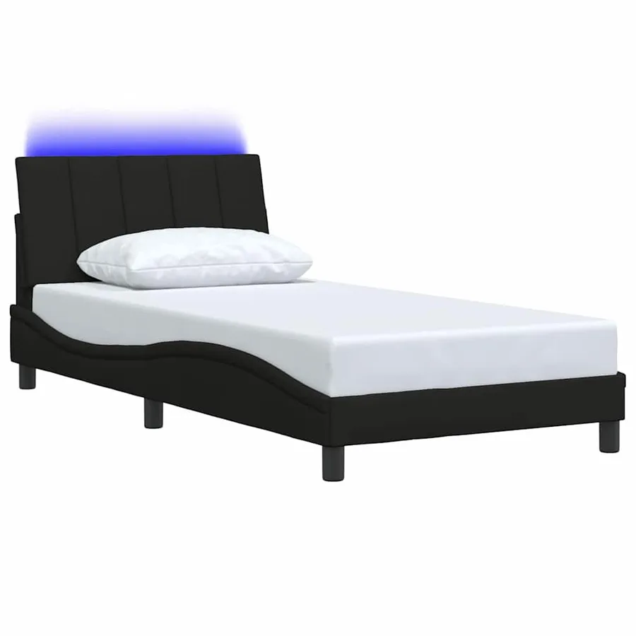 Cadre de lit sans matelas Hanko noir 100x200 cm tissu - 5