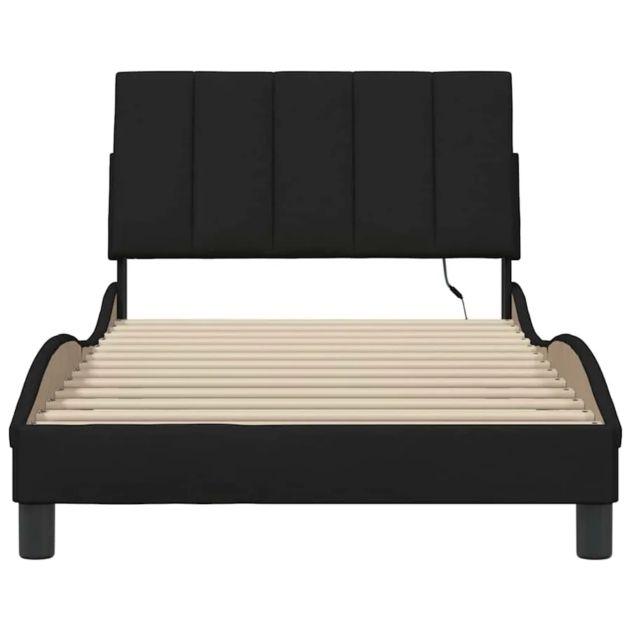 Cadre de lit sans matelas Hanko noir 100x200 cm tissu - 6