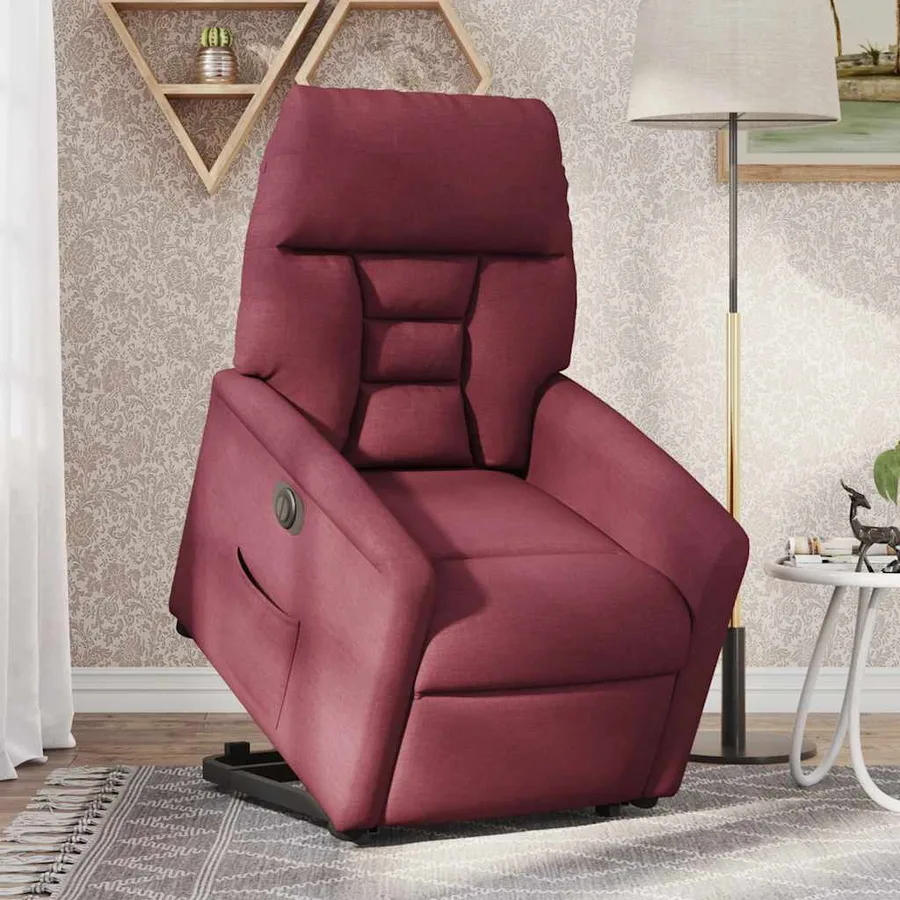 Fauteuil inclinable électrique rouge bordeaux tissu - 2