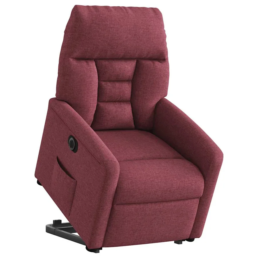 Fauteuil inclinable électrique rouge bordeaux tissu - 3
