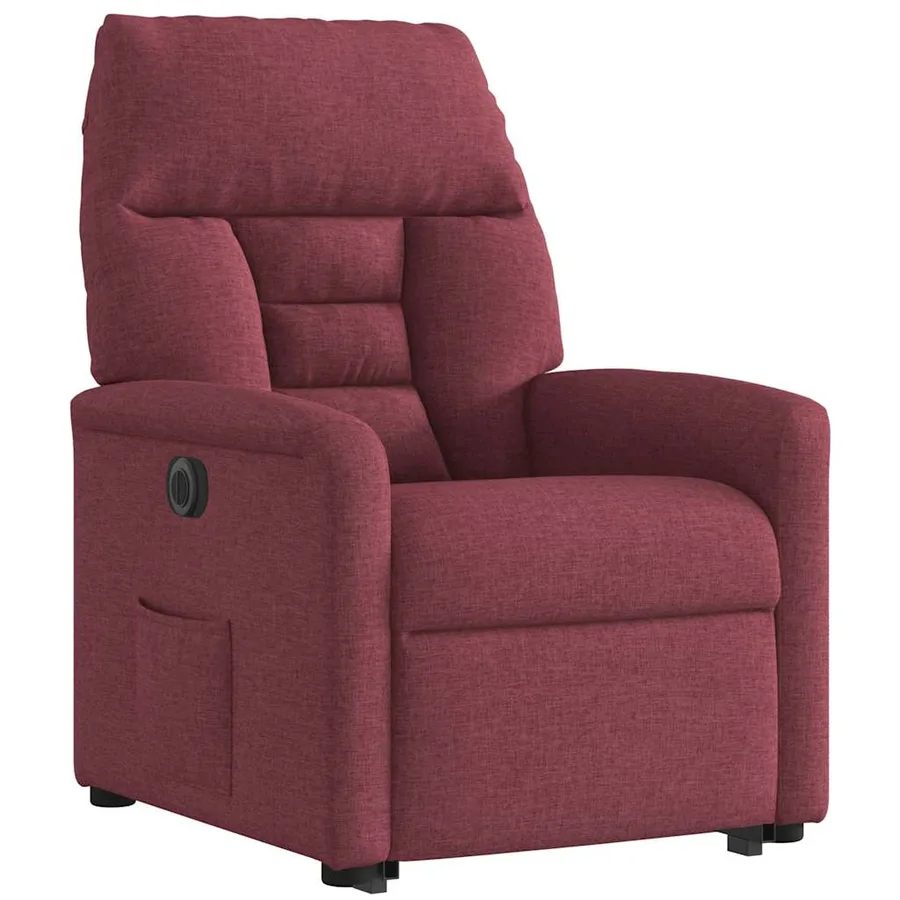 Fauteuil inclinable électrique rouge bordeaux tissu - 6