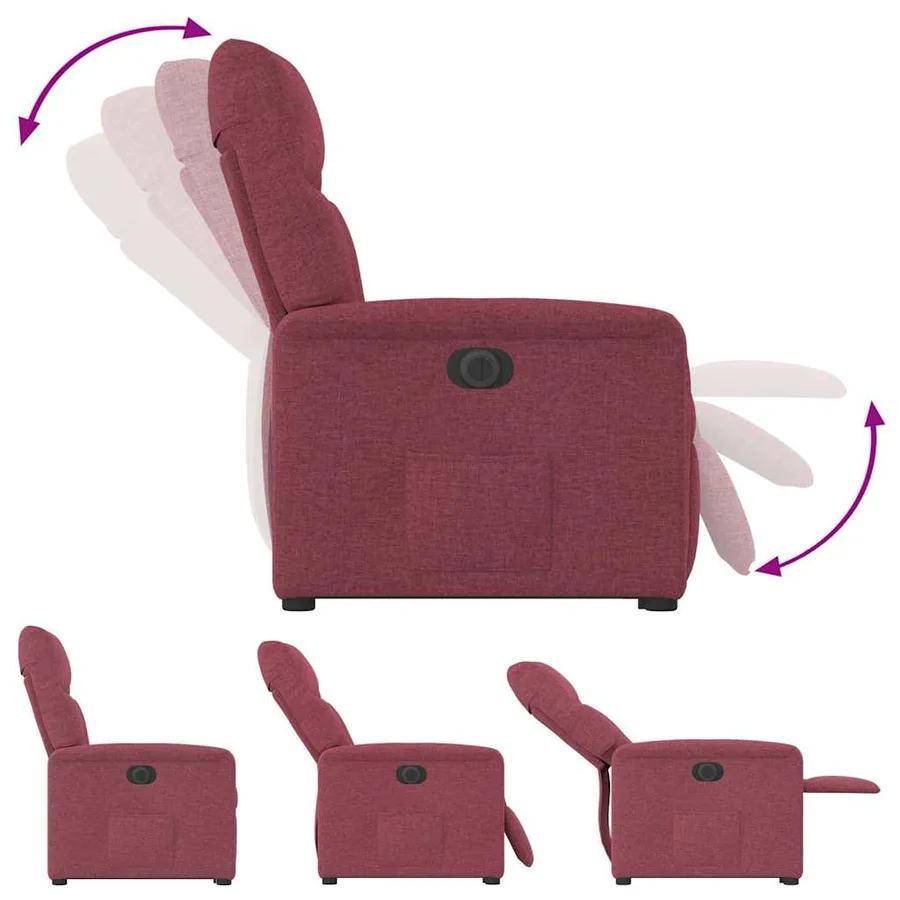 Fauteuil inclinable électrique rouge bordeaux tissu - 9