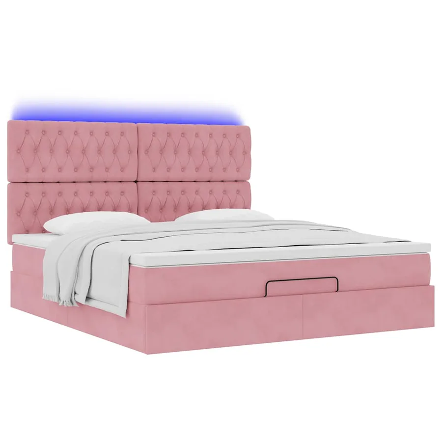 Cadre de lit ottoman avec matelas rose 180x200 cm velours - 6