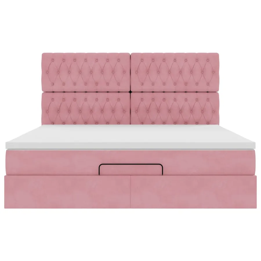 Cadre de lit ottoman avec matelas rose 180x200 cm velours - 8