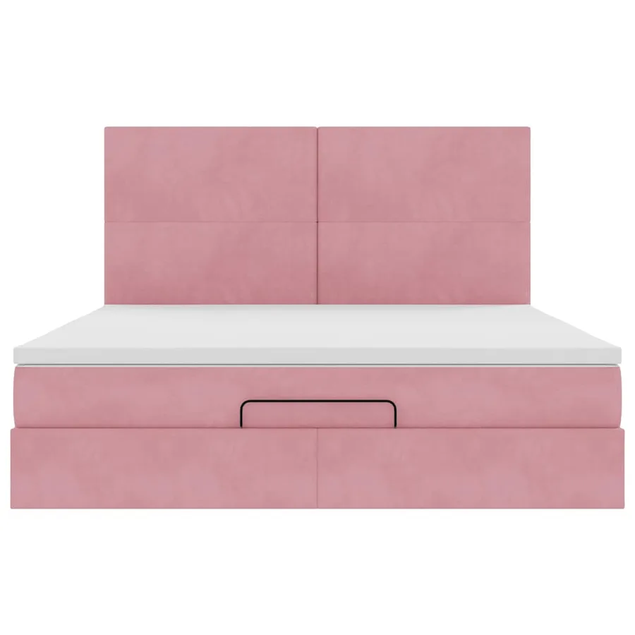 Cadre de lit ottoman avec matelas rose 180x200 cm velours - 7