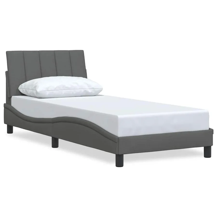 Cadre de lit sans matelas Hanko gris foncé 80x200 cm tissu - 2