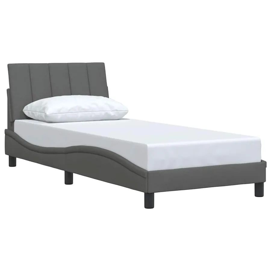 Cadre de lit sans matelas Hanko gris foncé 80x200 cm tissu - 3