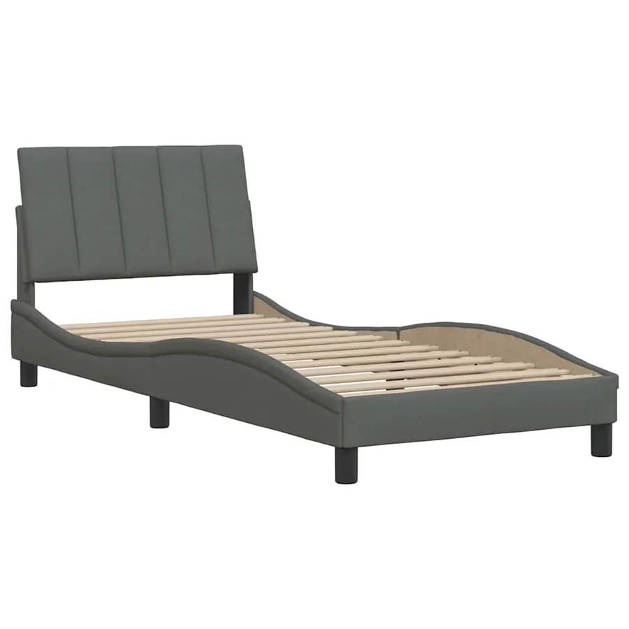 Cadre de lit sans matelas Hanko gris foncé 80x200 cm tissu - 4