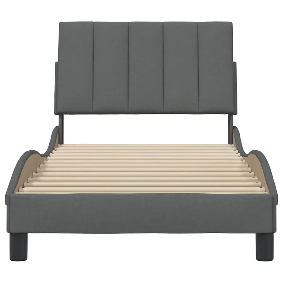 Cadre de lit sans matelas Hanko gris foncé 80x200 cm tissu - 5