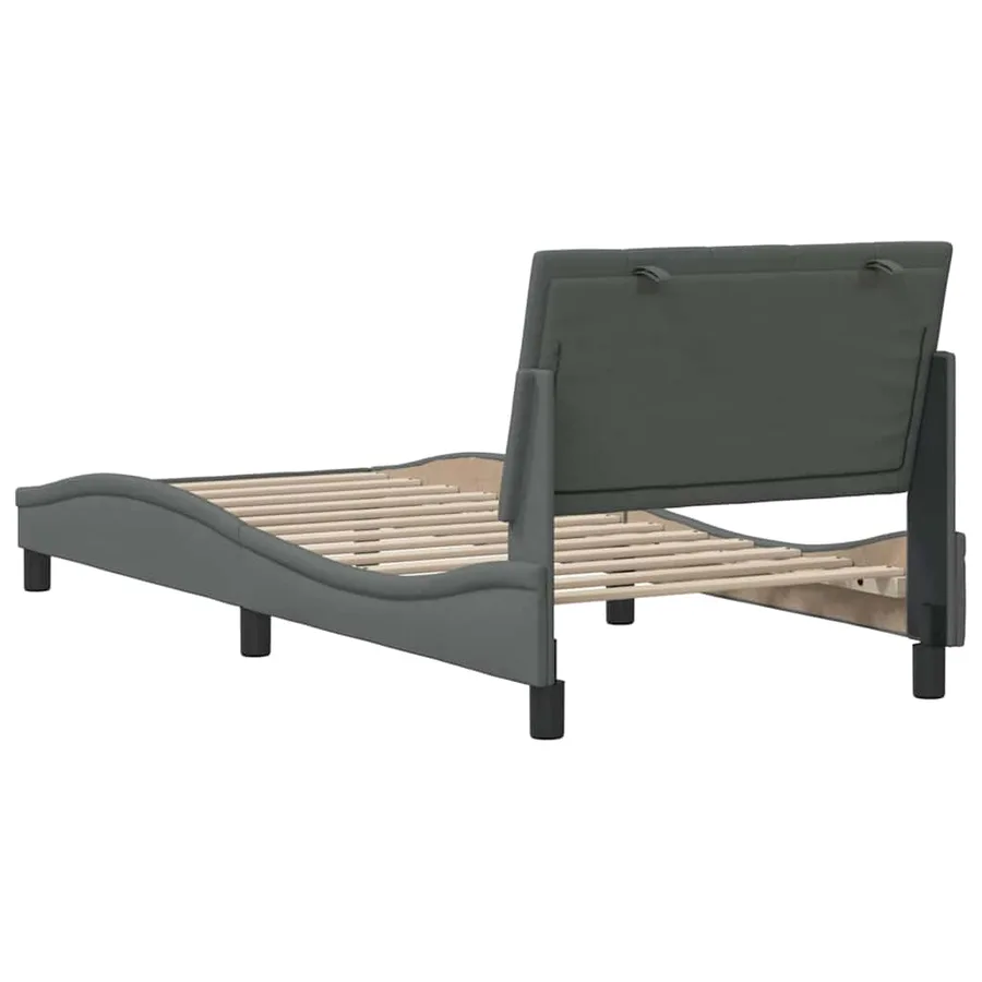 Cadre de lit sans matelas Hanko gris foncé 80x200 cm tissu - 9