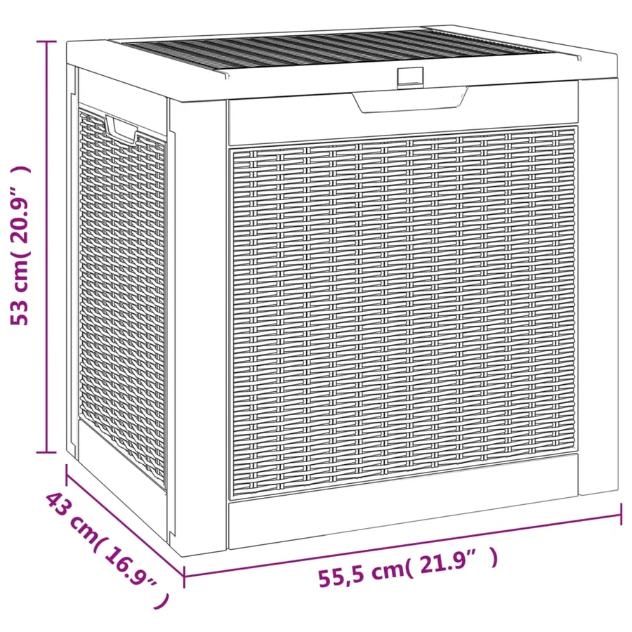 Boîte de stockage de jardin noir 55,5x43x53 cm polypropylène - 8