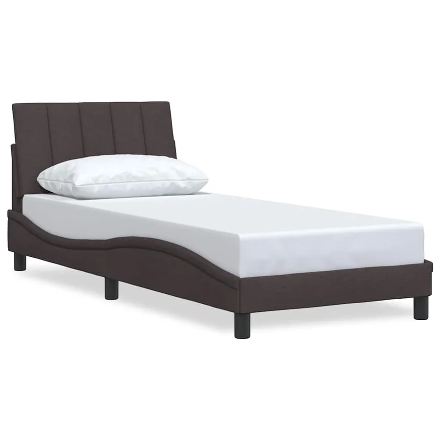 Cadre de lit sans matelas Hanko marron foncé 90x190 cm tissu - 2