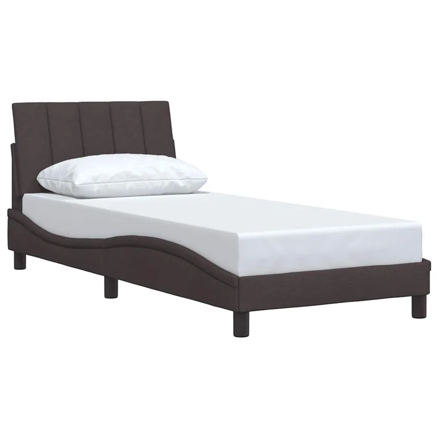 Cadre de lit sans matelas Hanko marron foncé 90x190 cm tissu - 3