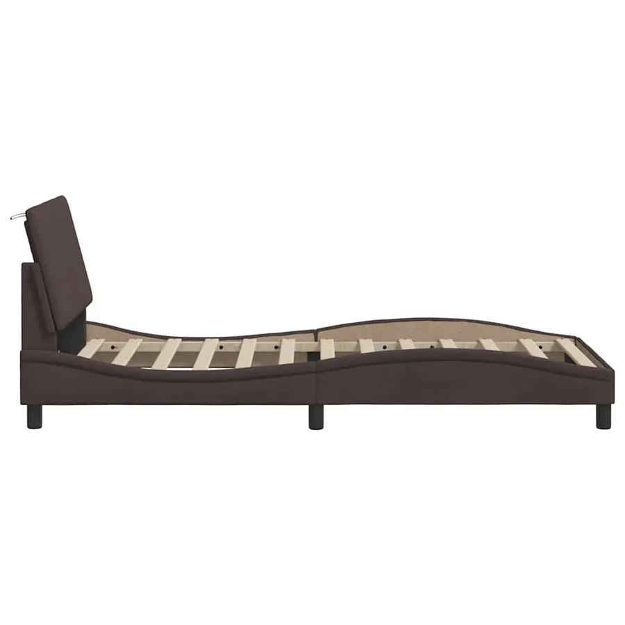 Cadre de lit sans matelas Hanko marron foncé 90x190 cm tissu - 8