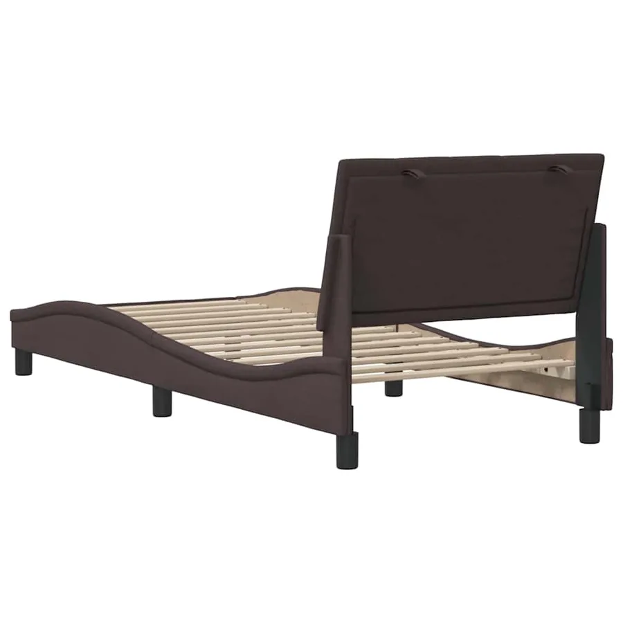 Cadre de lit sans matelas Hanko marron foncé 90x190 cm tissu - 9