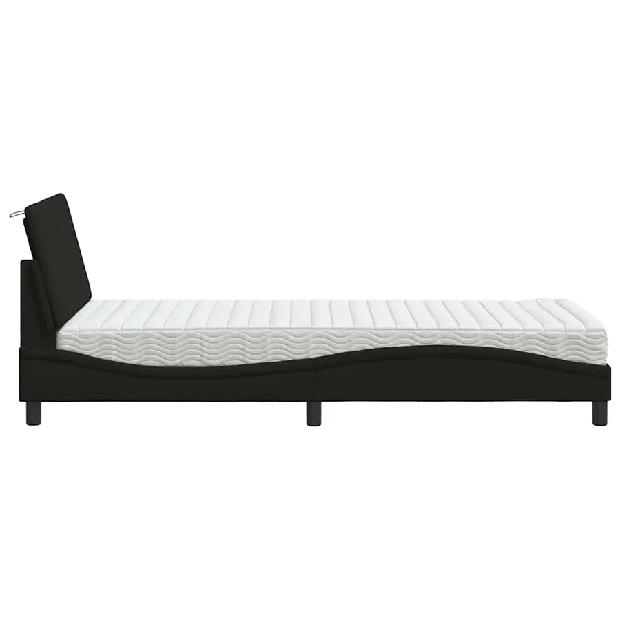 Lit avec matelas Hanko noir 90x200 cm tissu - 6