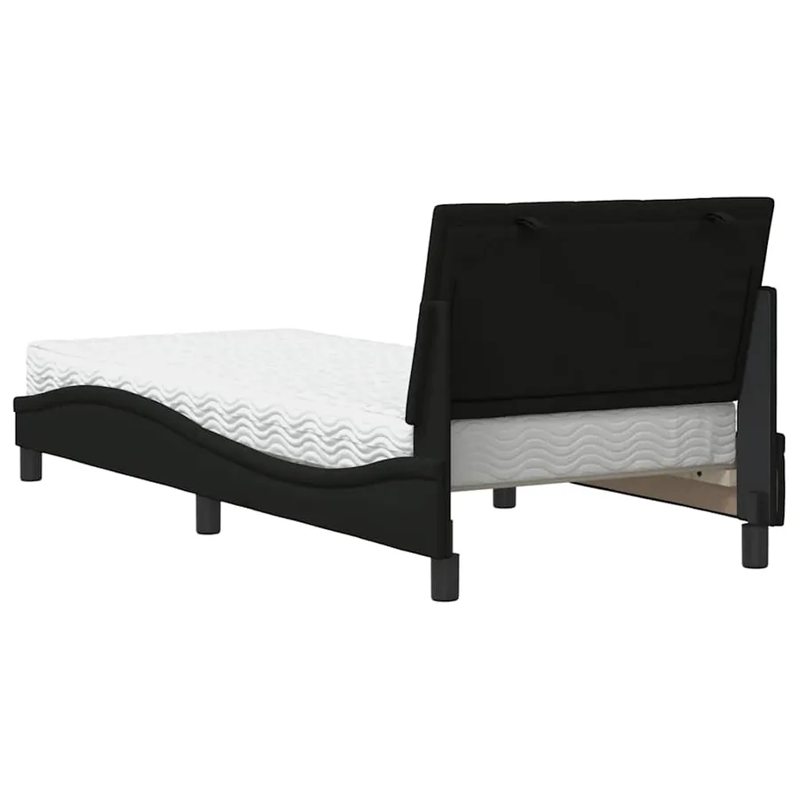 Lit avec matelas Hanko noir 90x200 cm tissu - 7