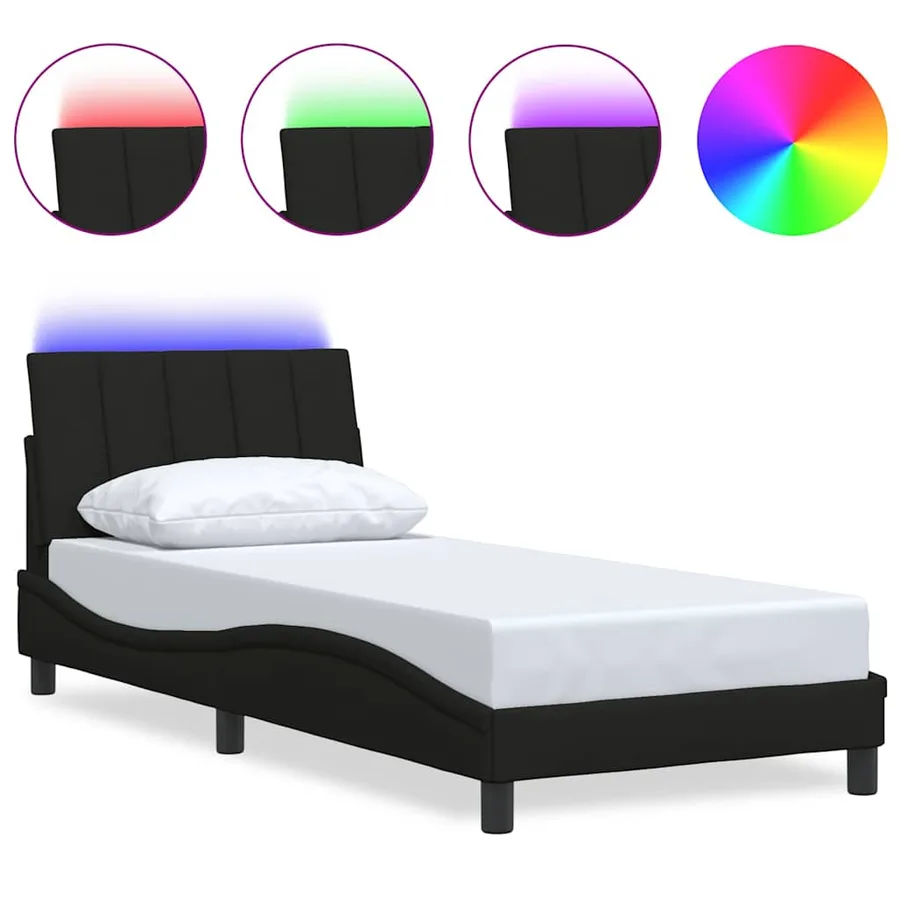 Cadre de lit sans matelas Hanko noir 90x200 cm tissu - 2