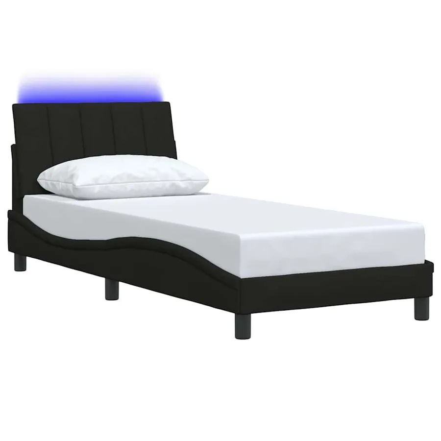 Cadre de lit sans matelas Hanko noir 90x200 cm tissu - 5