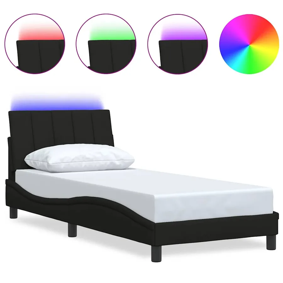 Cadre de lit sans matelas Hanko noir 90x190 cm tissu - 2