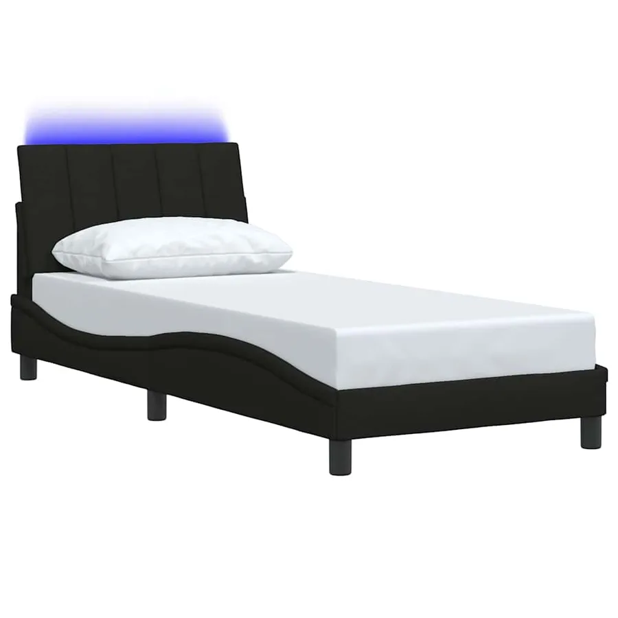 Cadre de lit sans matelas Hanko noir 90x190 cm tissu - 5