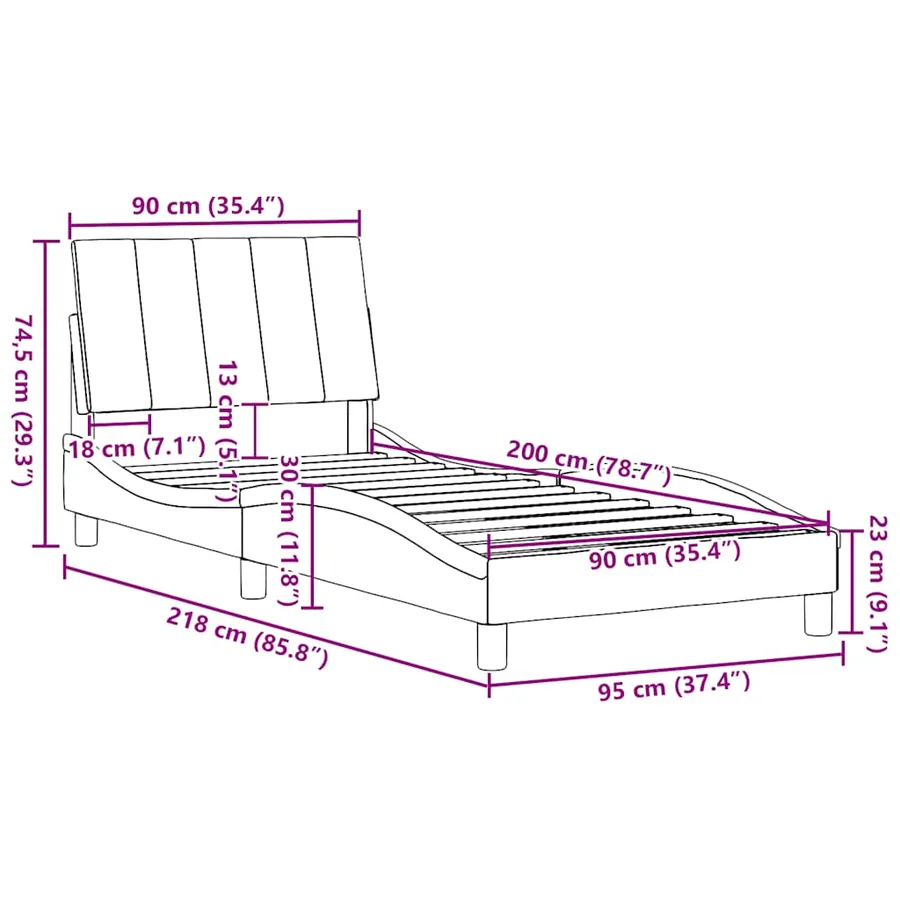 Cadre de lit sans matelas Hanko noir 90x200 cm tissu - 13