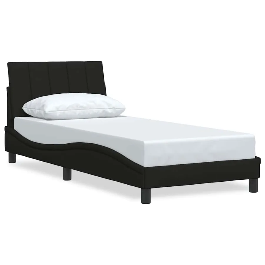 Cadre de lit sans matelas Hanko noir 90x200 cm tissu - 2