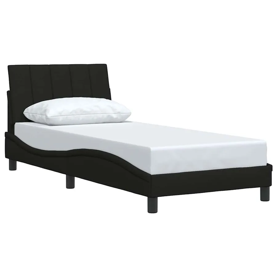 Cadre de lit sans matelas Hanko noir 90x200 cm tissu - 3