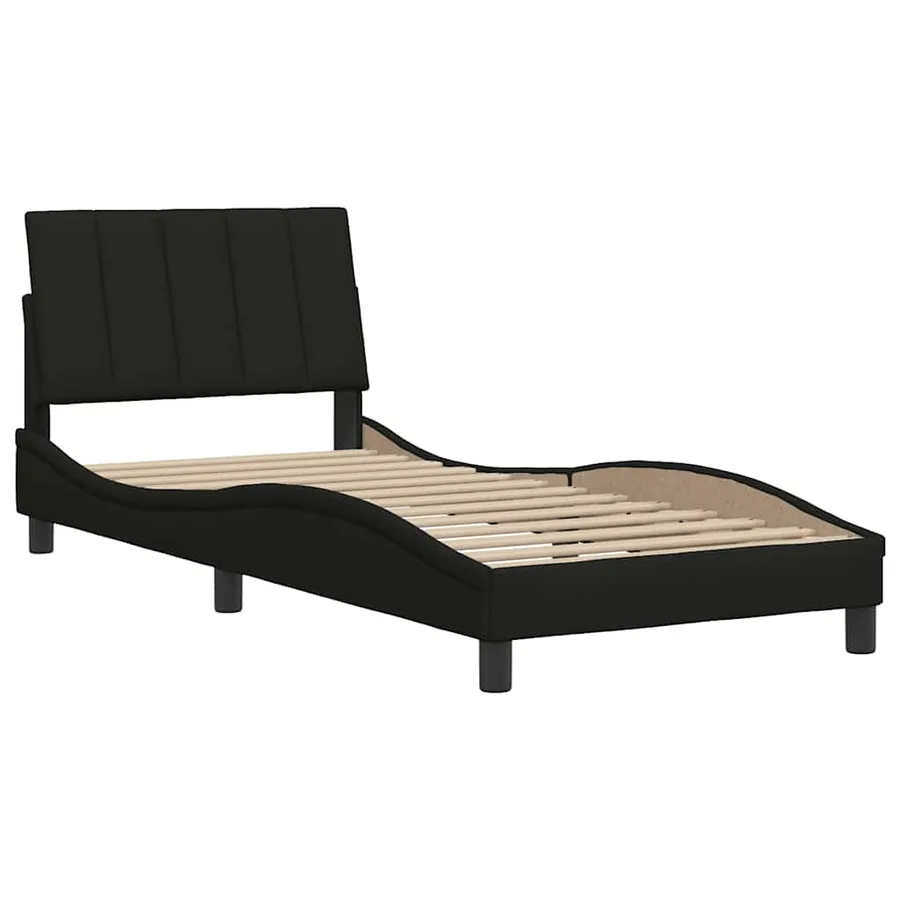 Cadre de lit sans matelas Hanko noir 90x200 cm tissu - 4