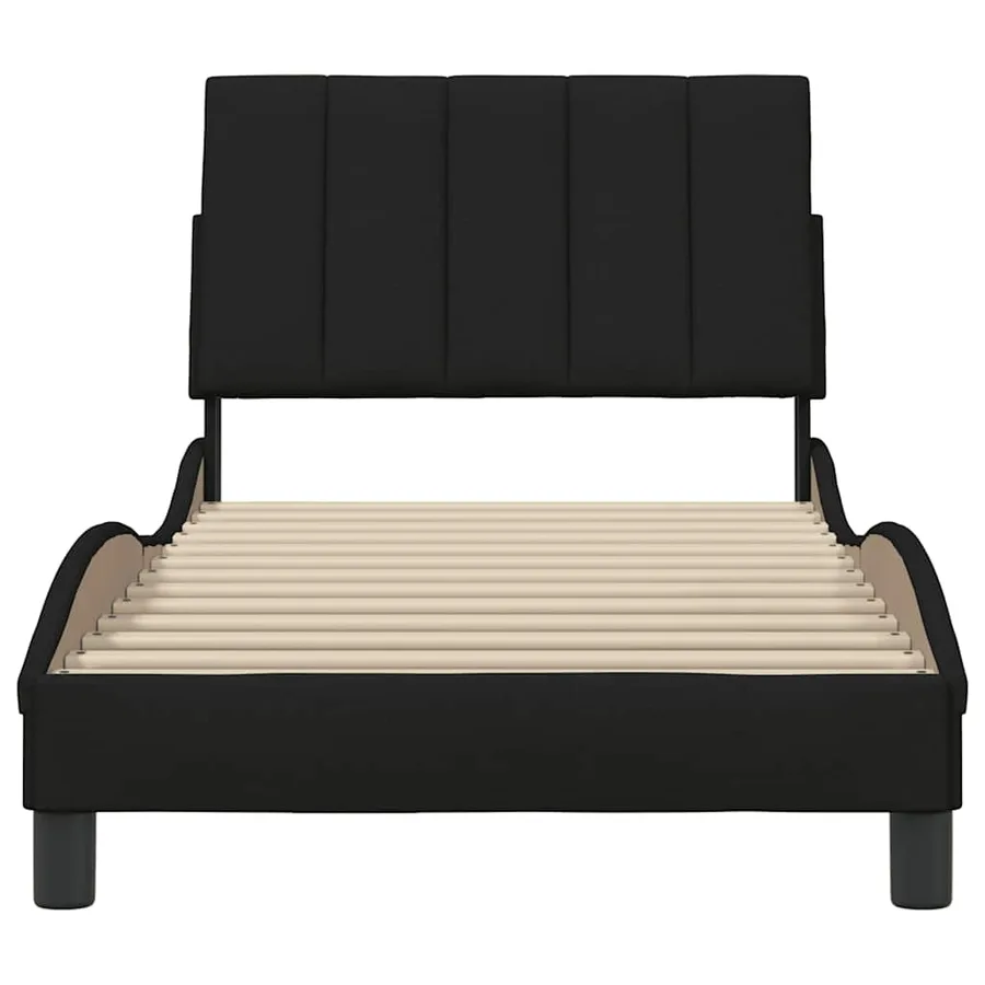 Cadre de lit sans matelas Hanko noir 90x200 cm tissu - 5