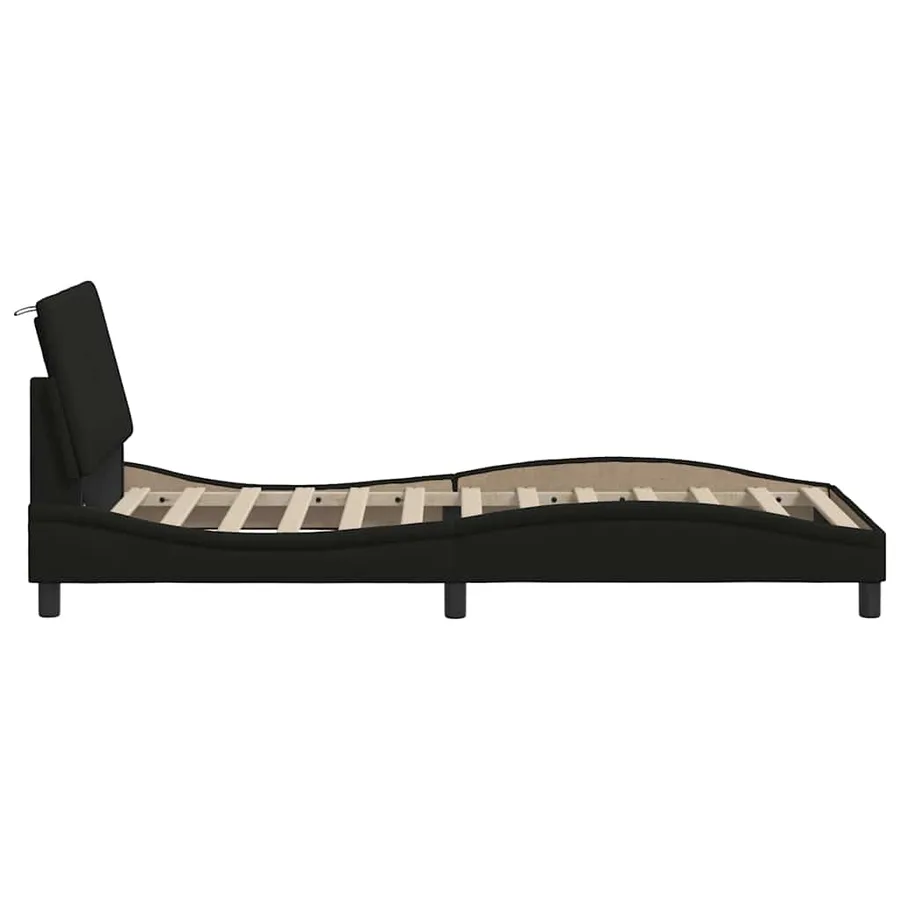 Cadre de lit sans matelas Hanko noir 90x200 cm tissu - 8