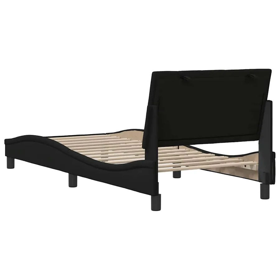 Cadre de lit sans matelas Hanko noir 90x200 cm tissu - 9