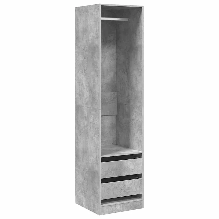 Garde-robe avec tiroirs Gris béton 50x50x200 cm Bois ingénierie - 2