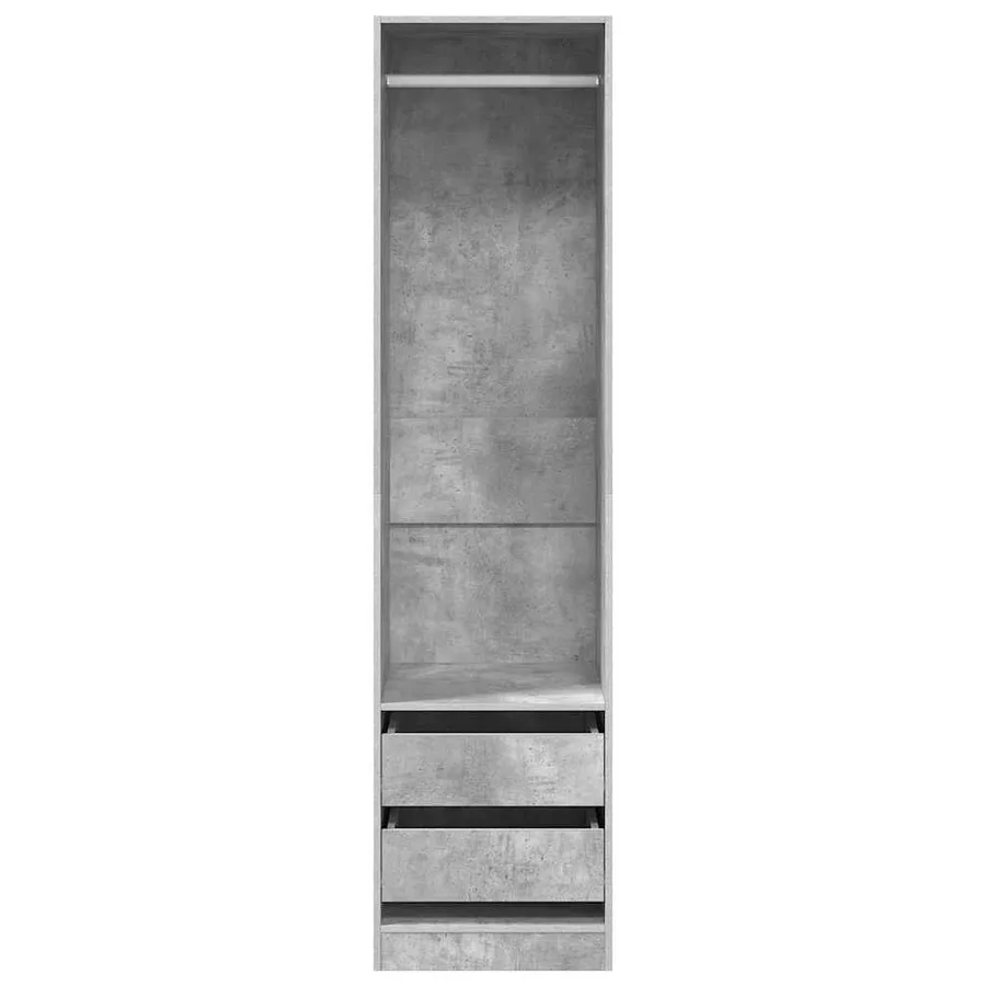 Garde-robe avec tiroirs Gris béton 50x50x200 cm Bois ingénierie - 4