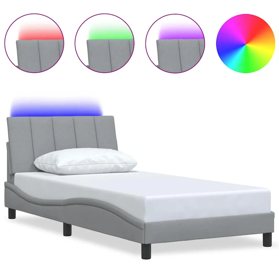 Cadre de lit sans matelas Hanko gris clair 100x200 cm tissu - 2