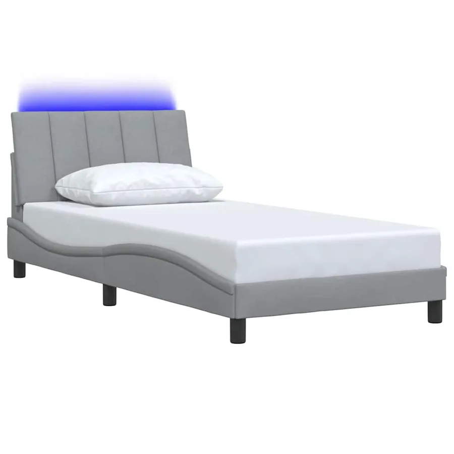 Cadre de lit sans matelas Hanko gris clair 100x200 cm tissu - 5